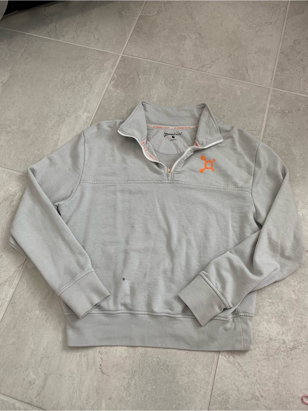 Orangetheory Light Gray Quarter-Zip Pullover with Orange Logo